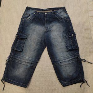 Koman Denim Jean Shorts 90s Y2K Baggy Cargo Faded Hip Hop Men's Size 40 Vintage